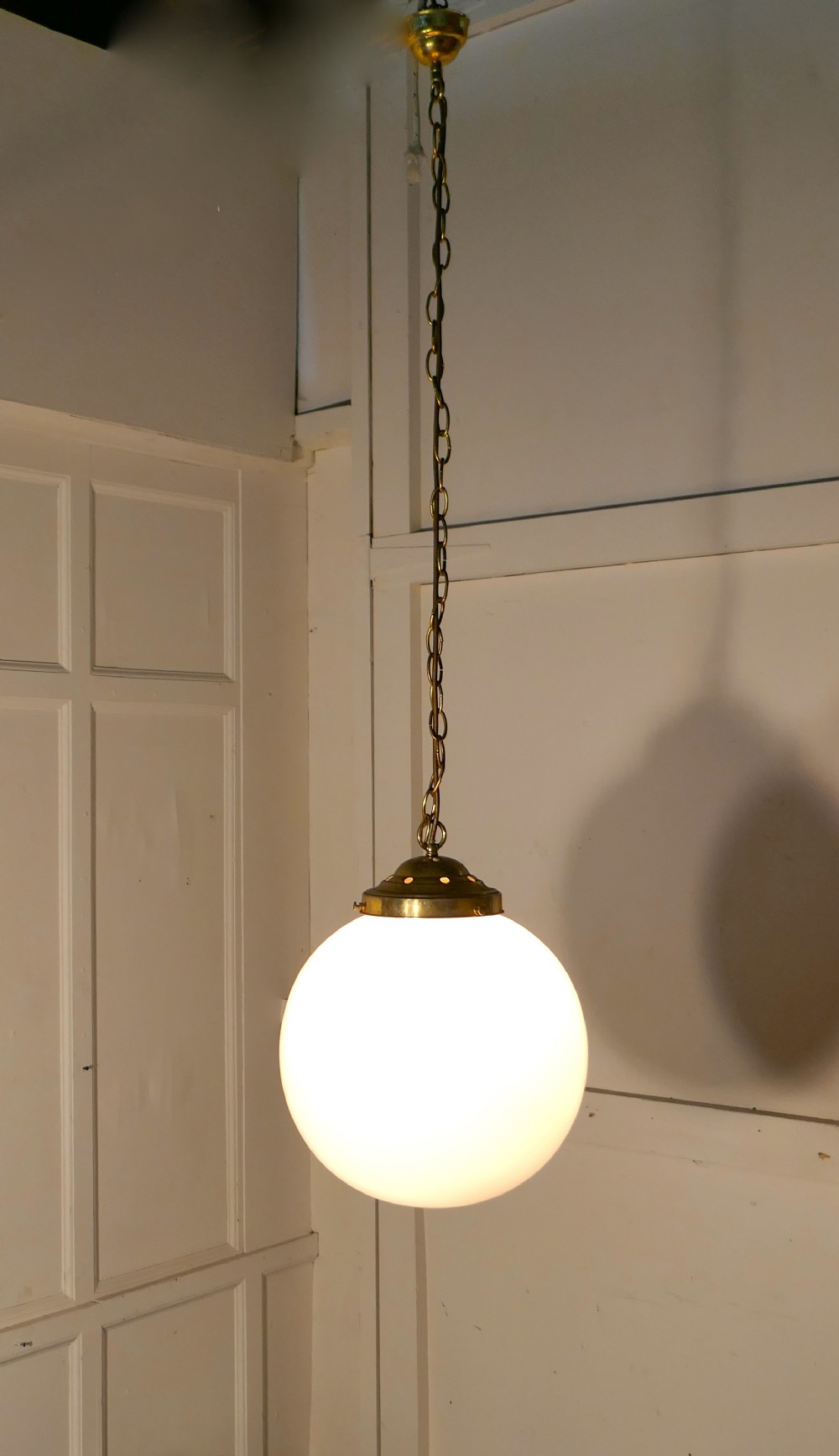 12 very large french art deco globe opaline glass hanging pendant lights