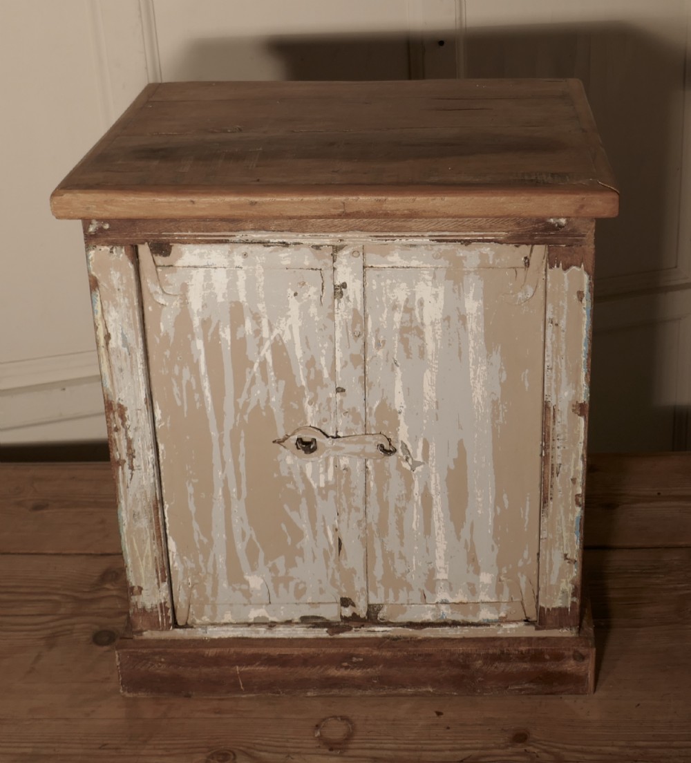 primitive french rustic 2 door cupboard with distressed worn paint