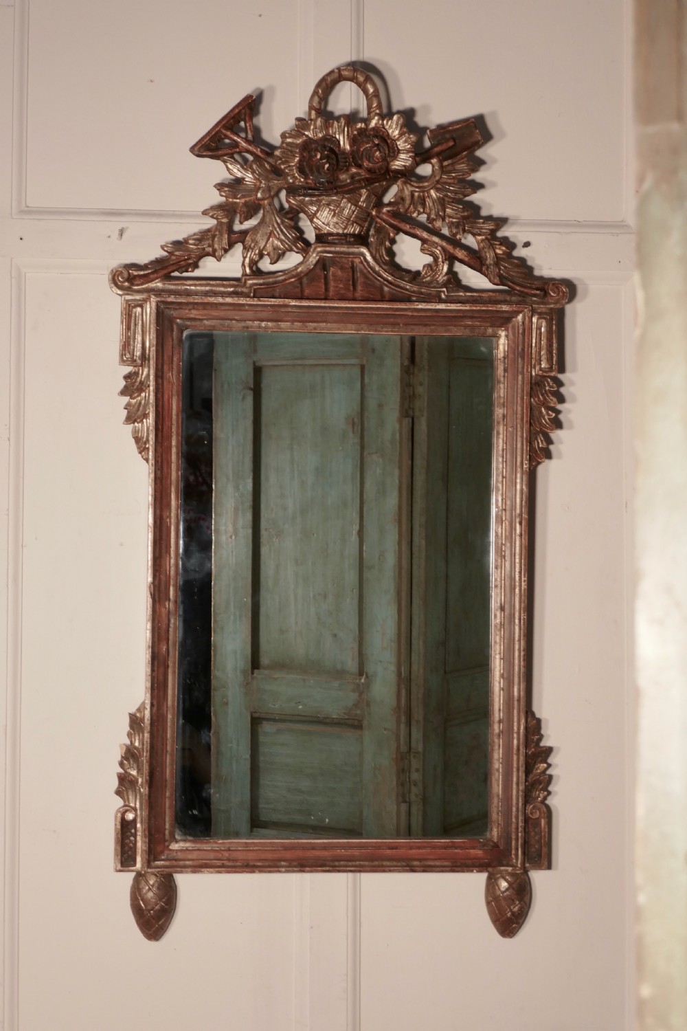 napoleon iii distressed faded wall mirror on a gardening theme