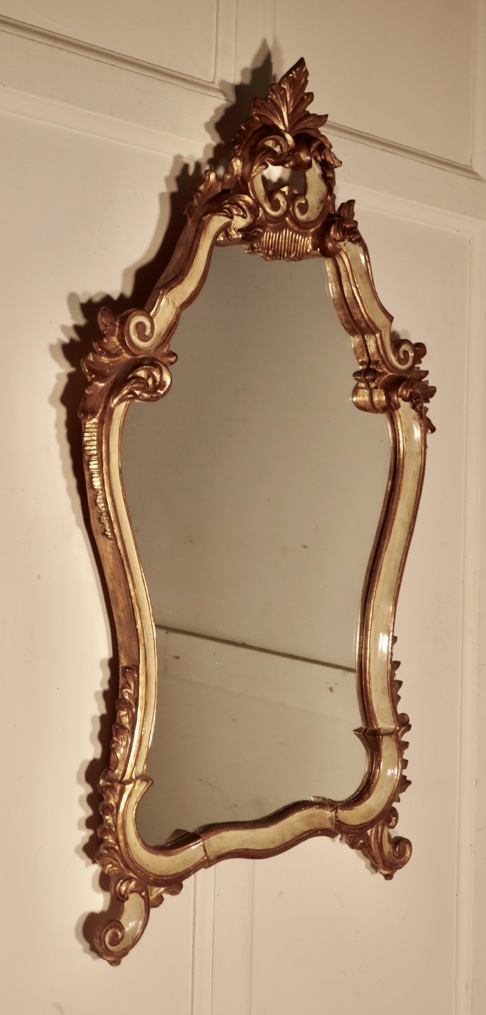 carved and painted italian console mirror