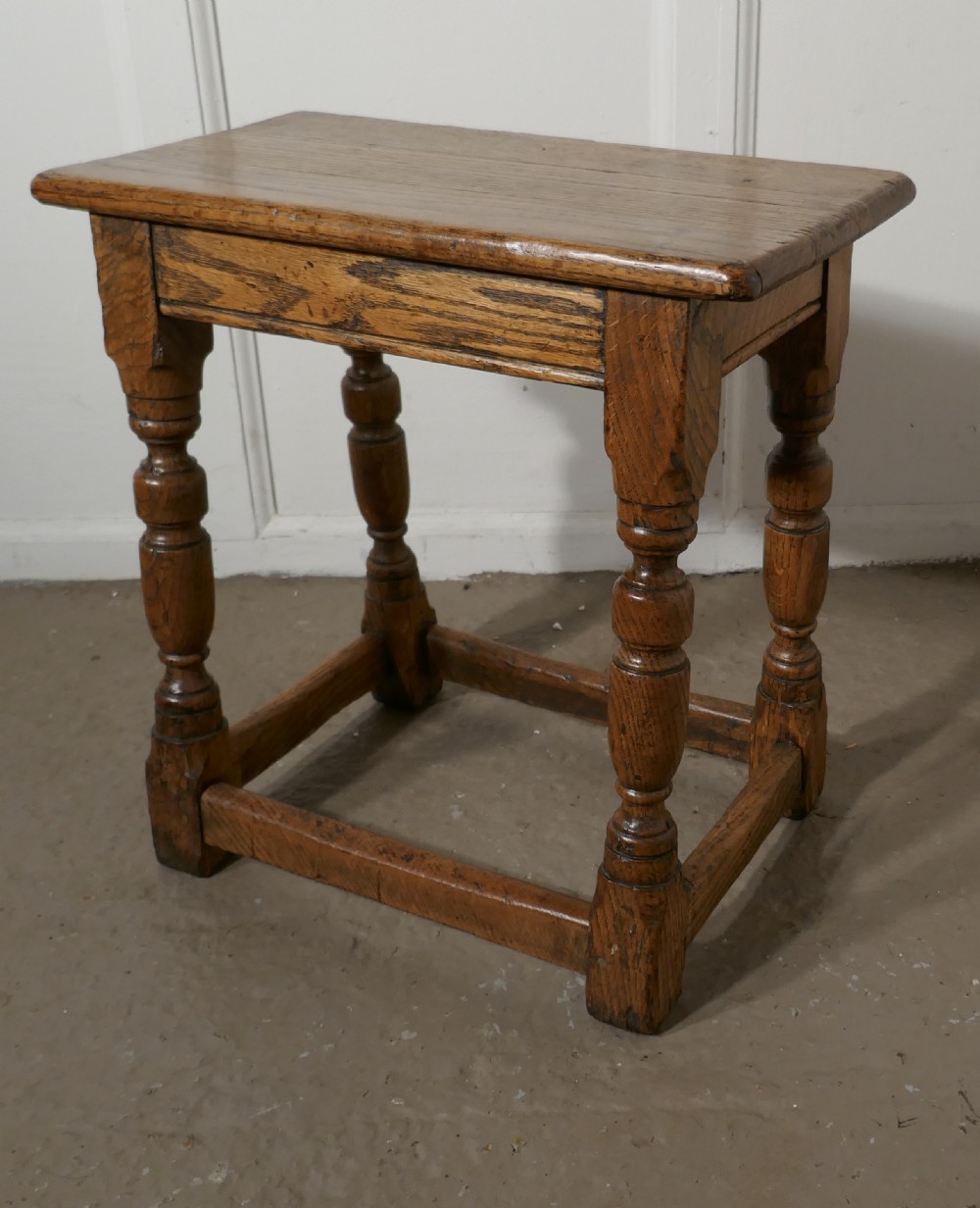 19th century golden oak joint stool