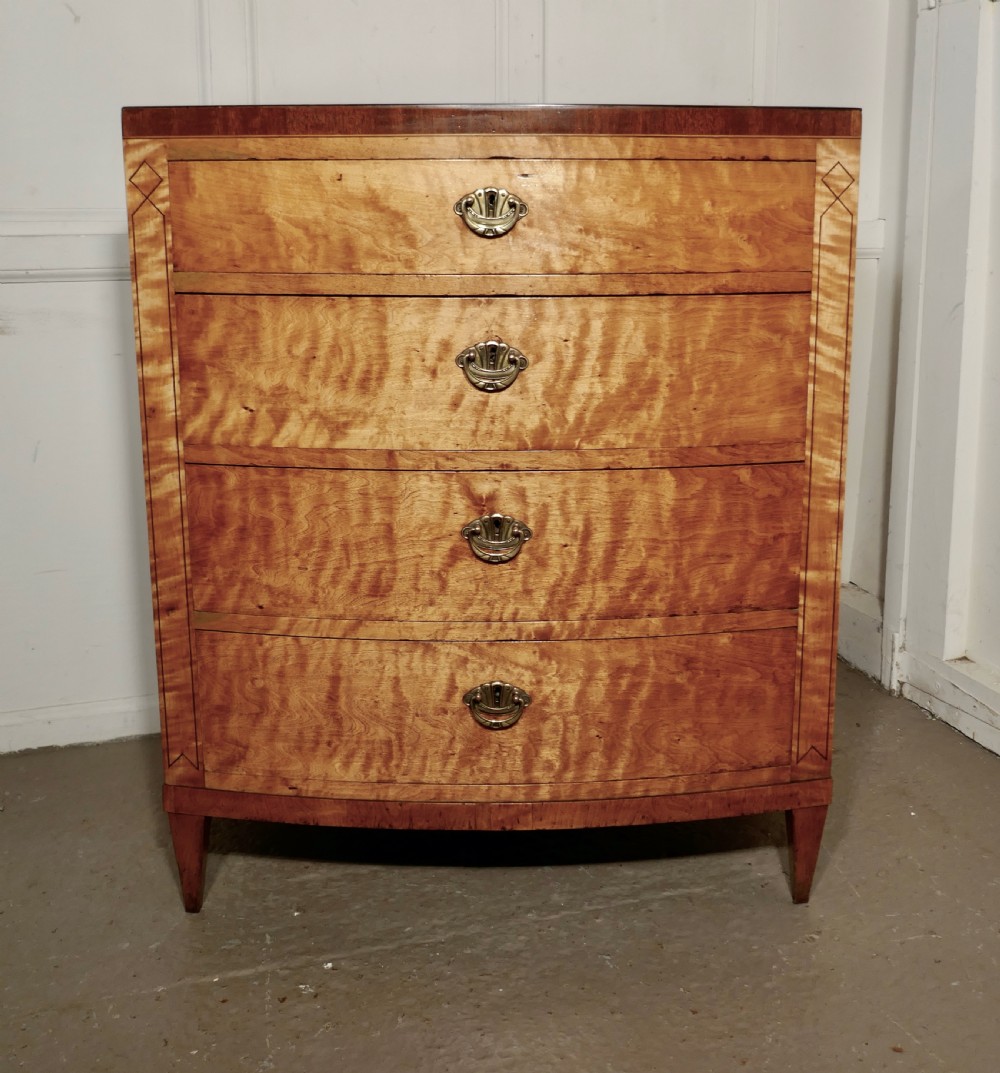 art deco 4 drawer bow front chest of drawers in birds eye maple