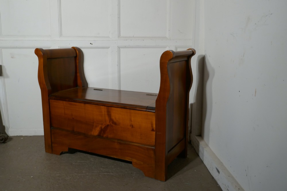 french cherry wood box settle bench hall seat