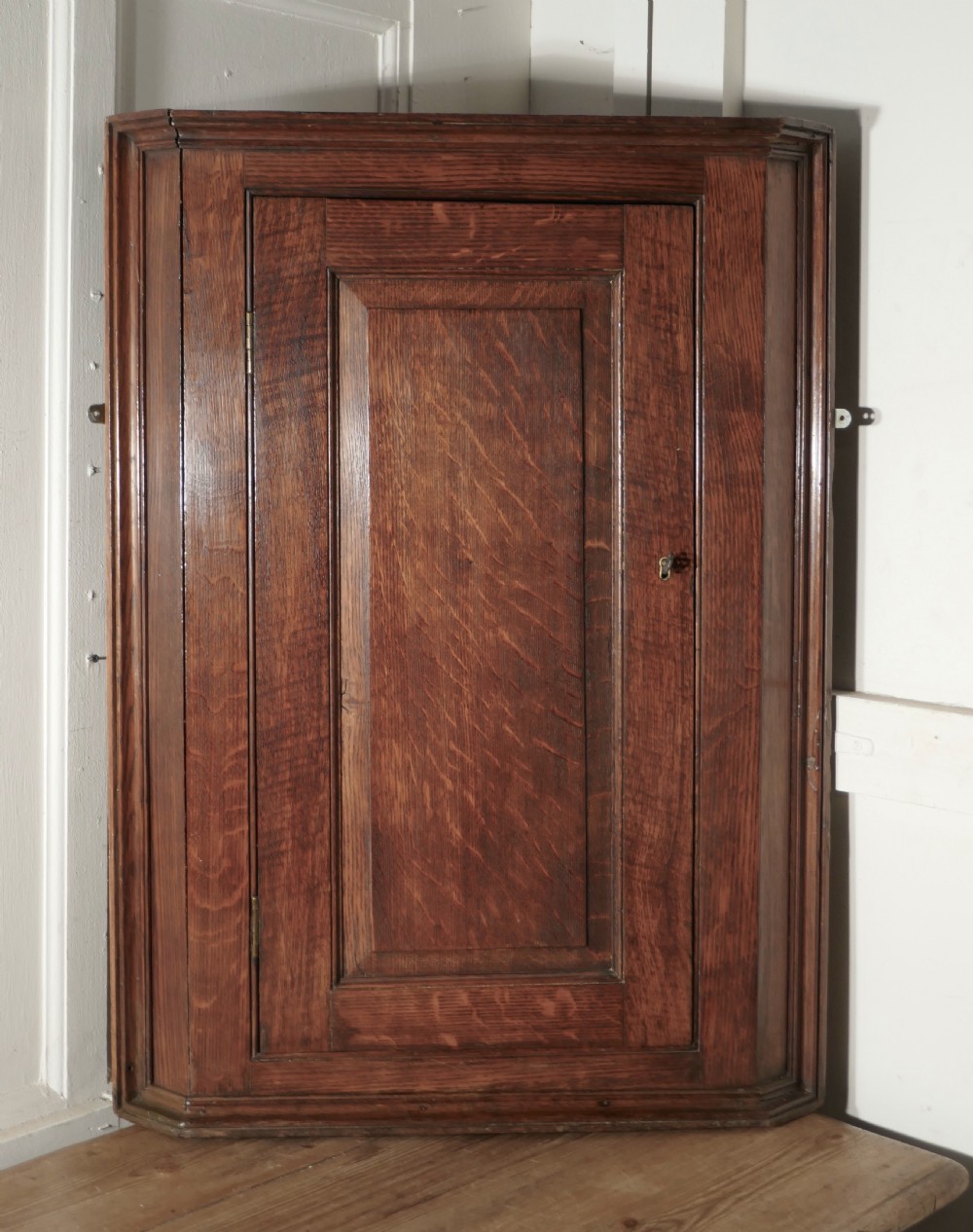 18th century country oak corner cupboard