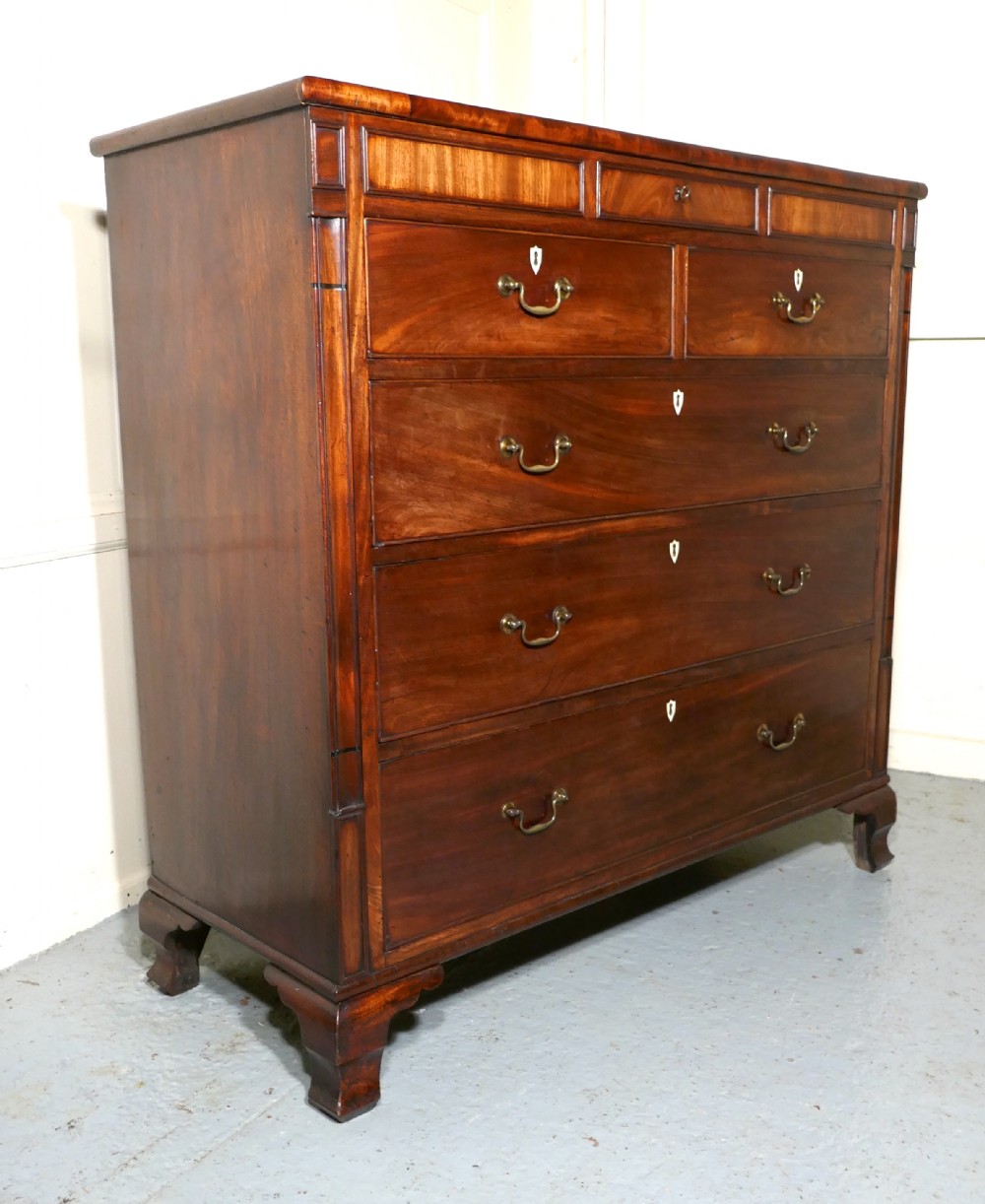 a large william iv flame mahogany chest of drawers