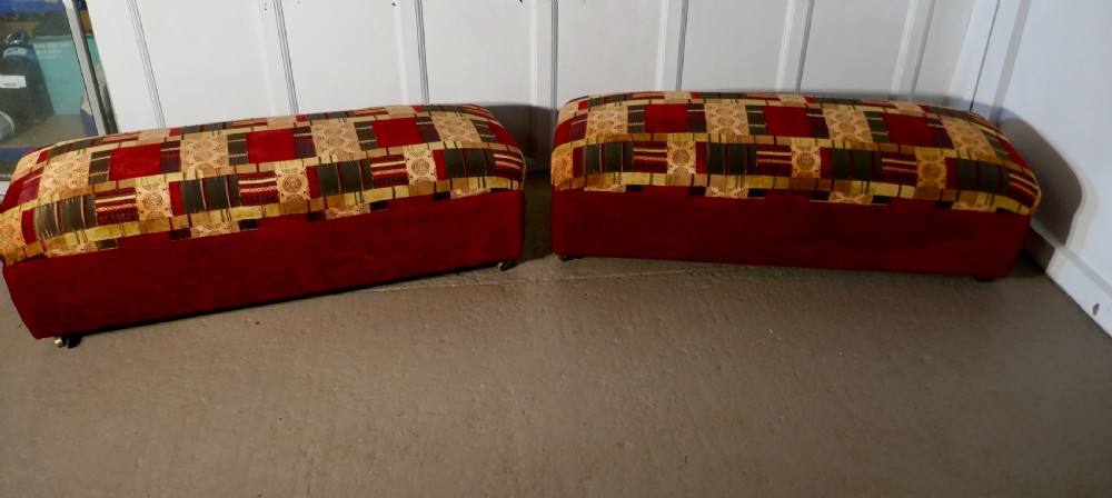a pair of victorian upholstered ottoman window seats
