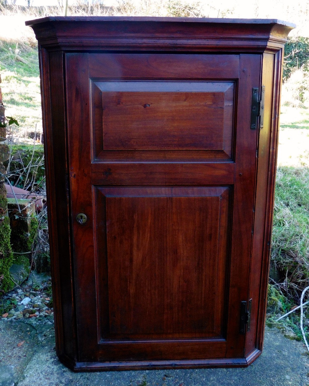 rare18th century english cherry wood corner cupboard