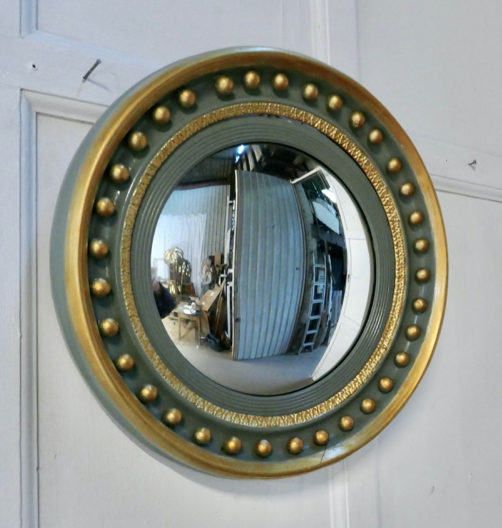 french convex green and gold wall mirror