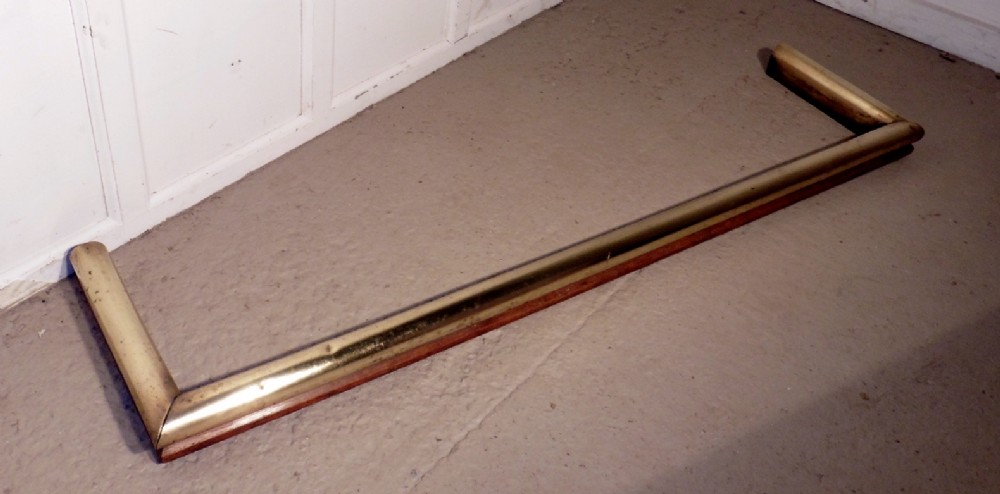 large heavy victorian brass and oak fender