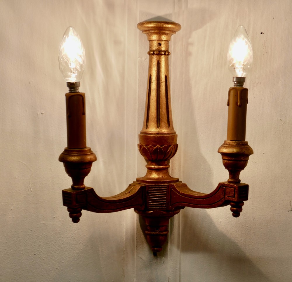 regency style gilt wood carved twinwall light