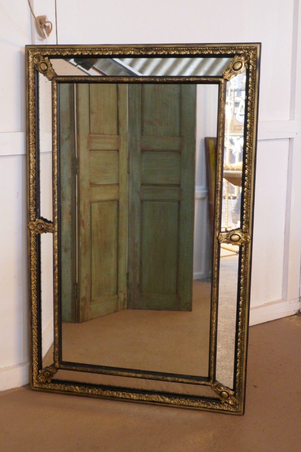 very large 19th century french gilt cushion mirror