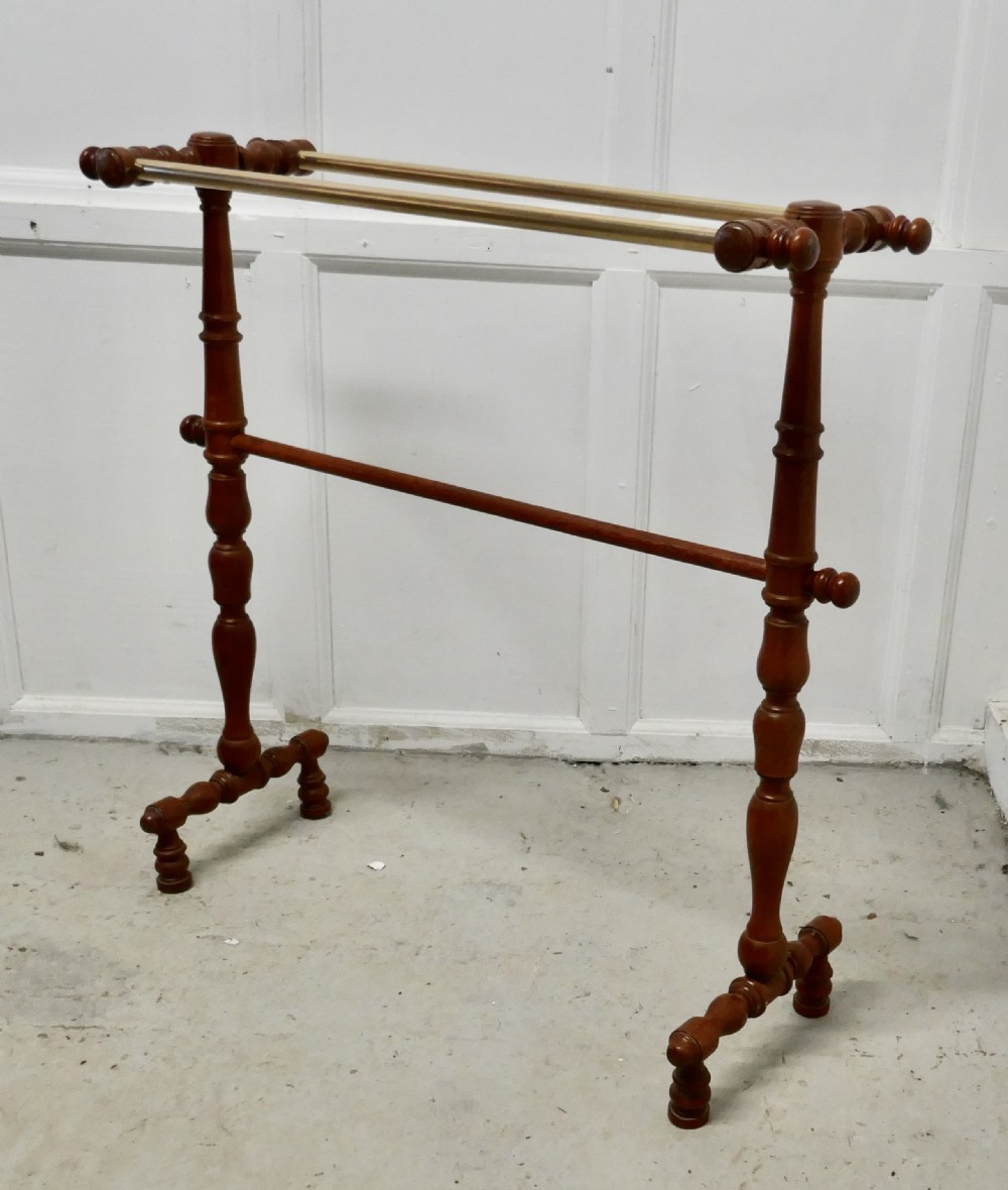 french oak and brass towel rail