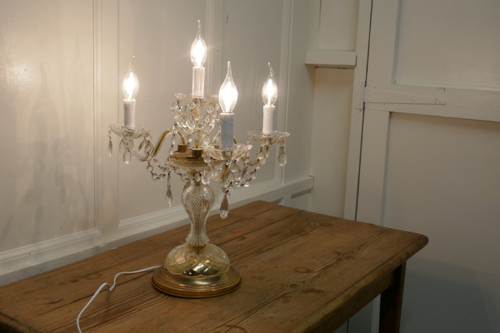 french brass and crystal chandelier table lamp girandole