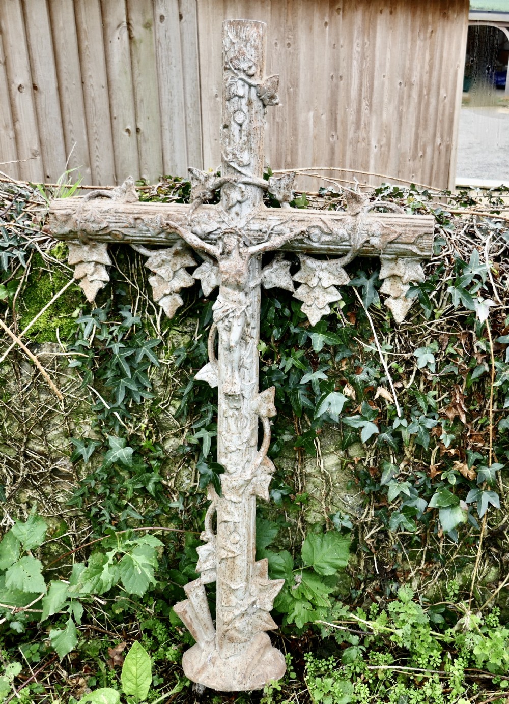 a large architectural french cast iron cross