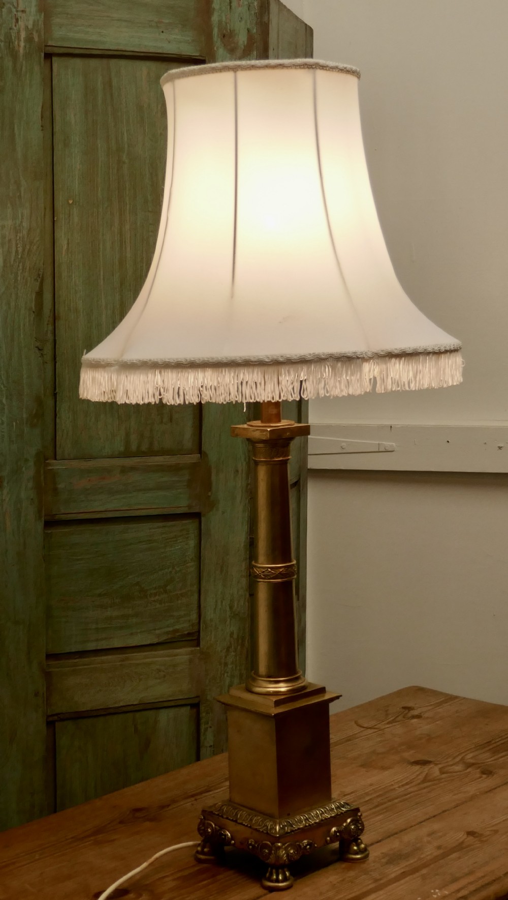 tall brass corinthian column table lamp