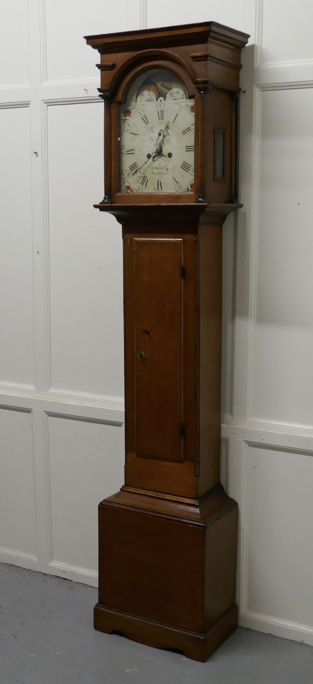 george iii country oak long case clock by john edwards of norwich