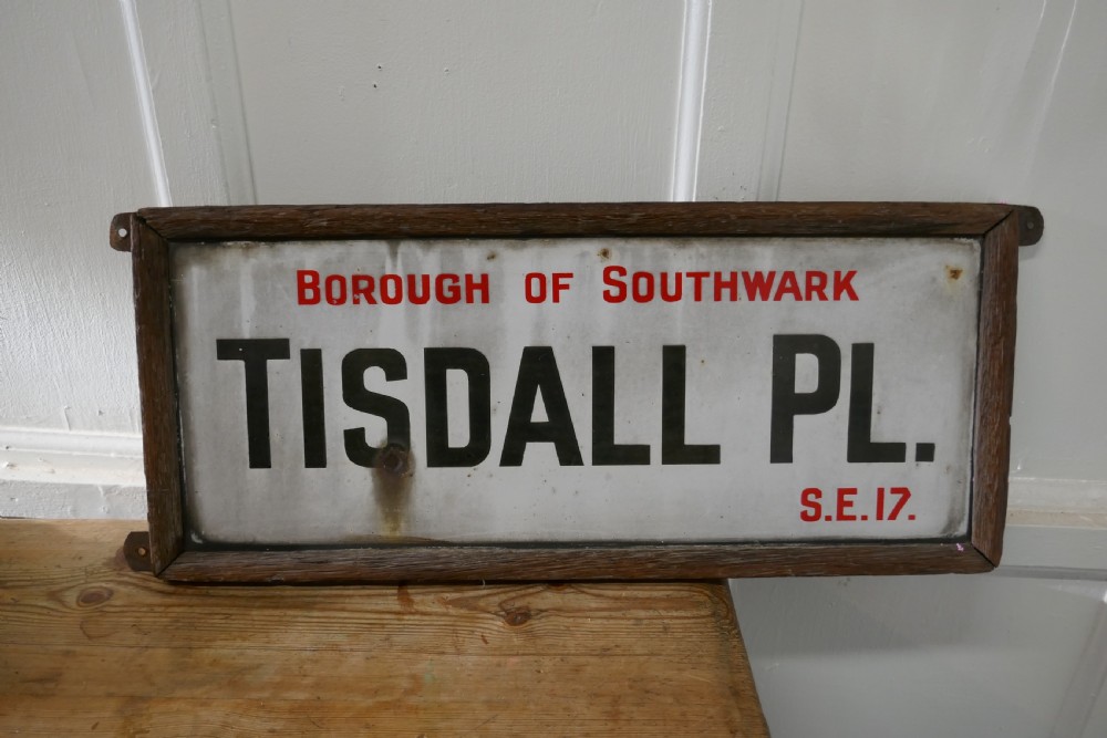 framed enamel southwark street sign tisdall place london