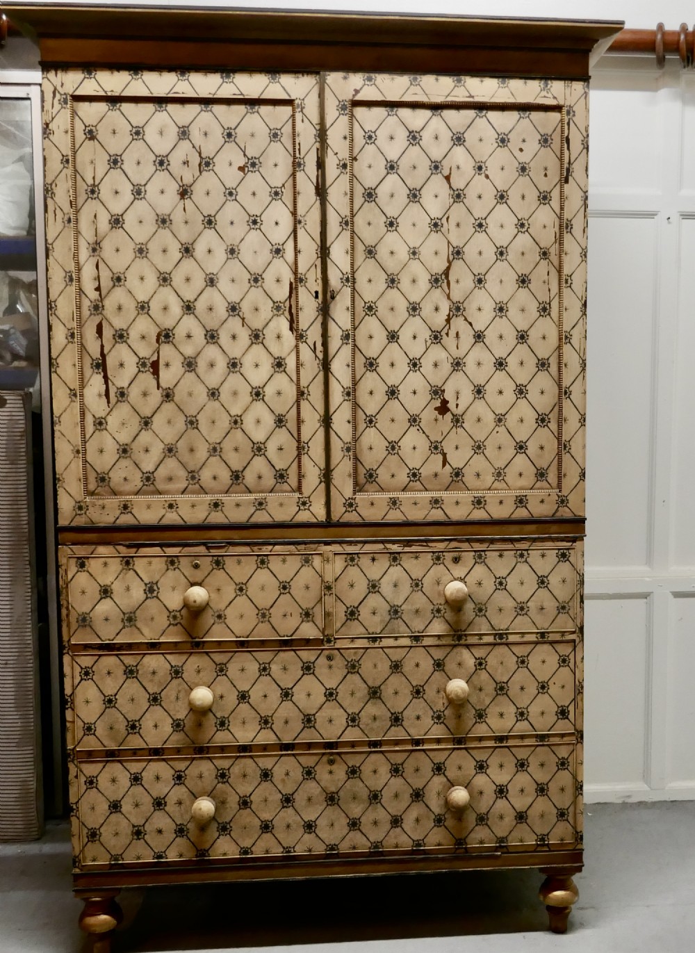 19th century aesthetic movement hand painted linen press