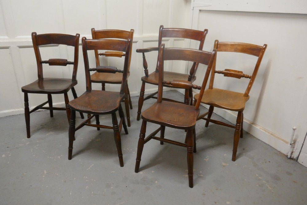 a harlequin set of 6 victorian beech and elm rope back kitchen chairs