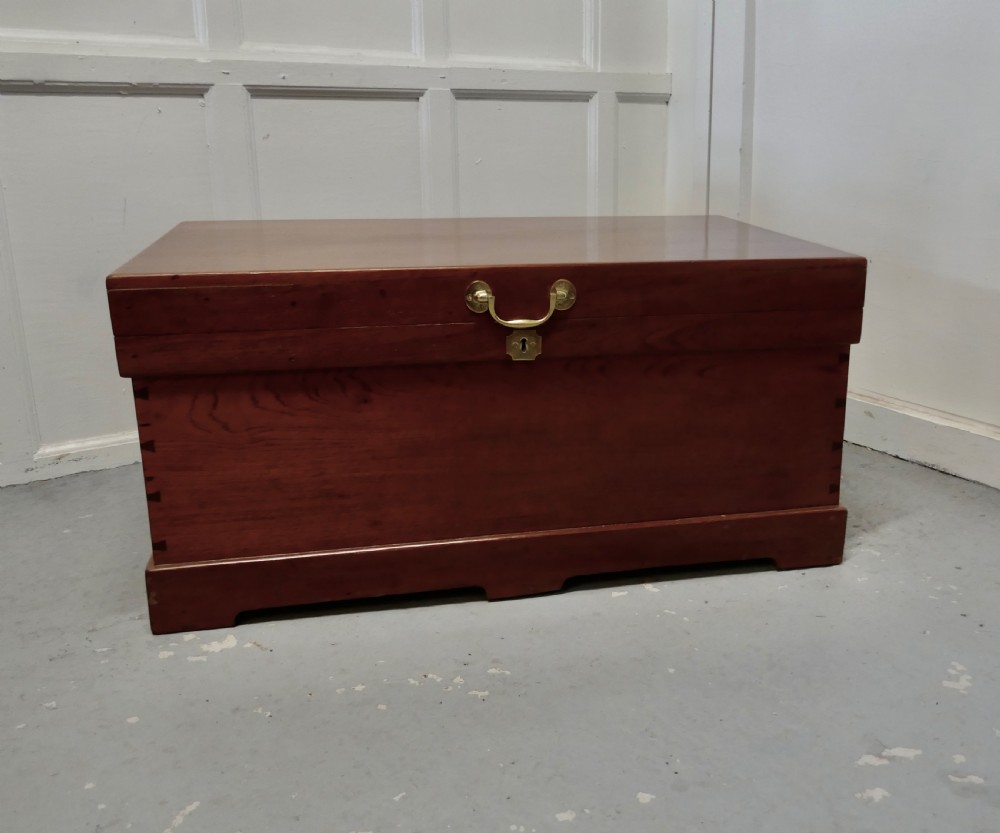 large 19th century sea chest with brass handles