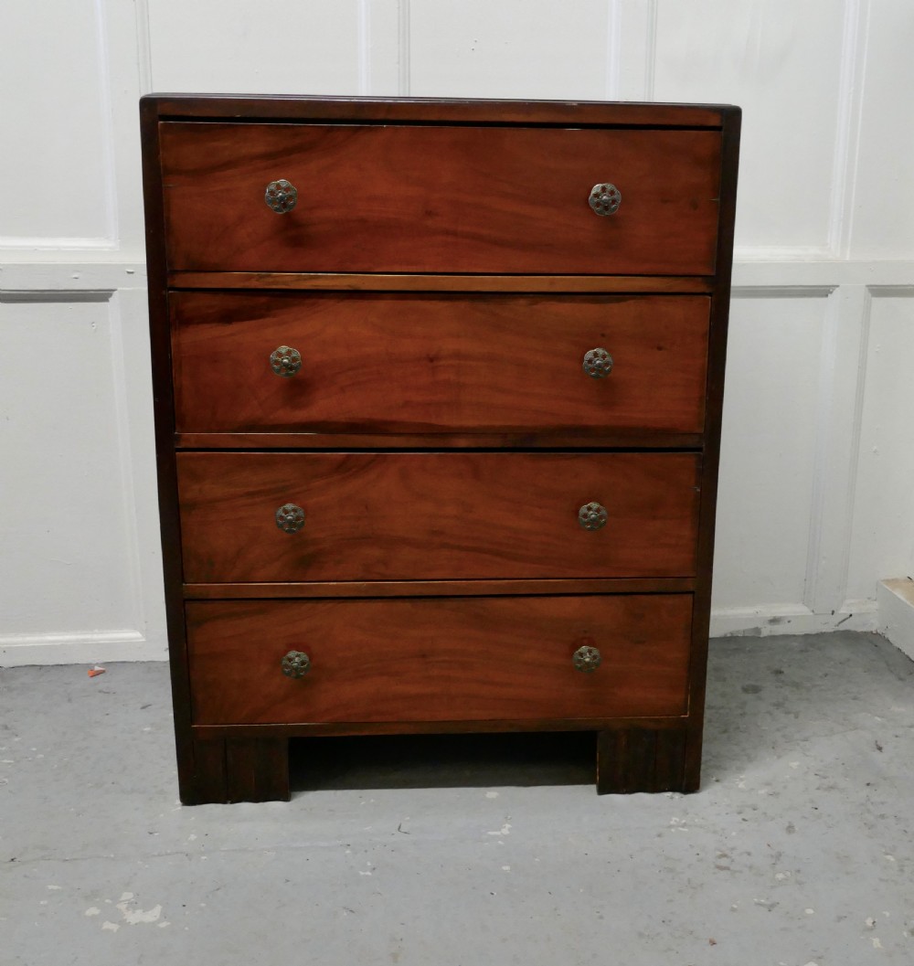 art deco figured walnut chest of drawers
