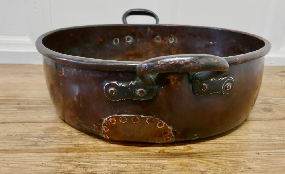 large early 19th century copper pan by searcy