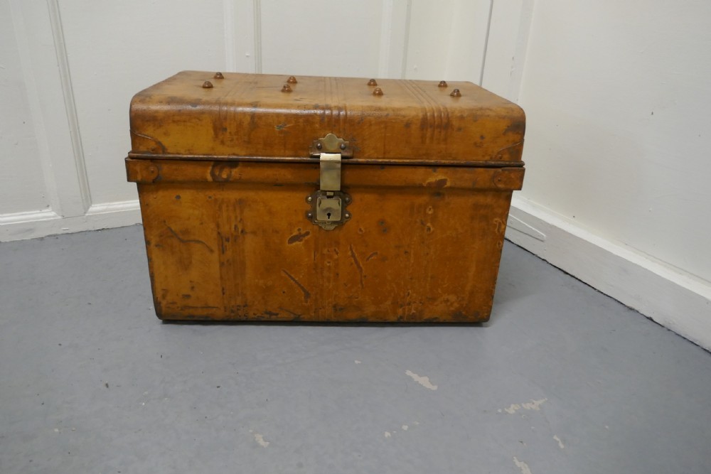victorian original scumble paint tin travel trunk