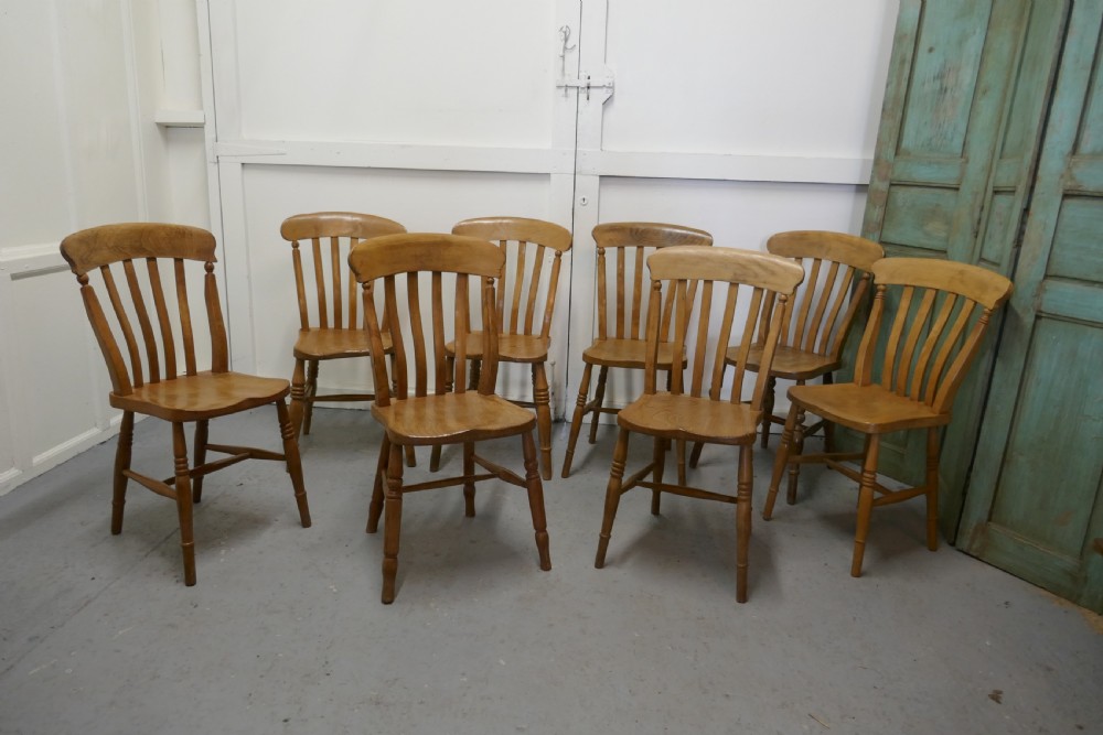 a harlequin set of 8 beech elm country kitchen dining chairs