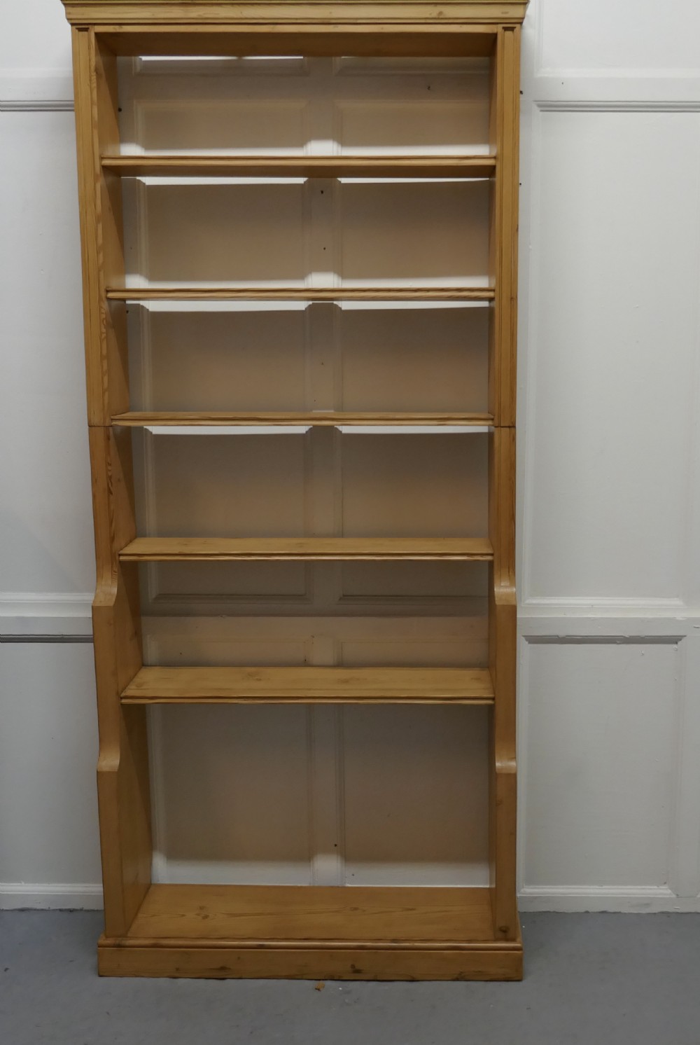 tall victorian stripped pine open bookcase