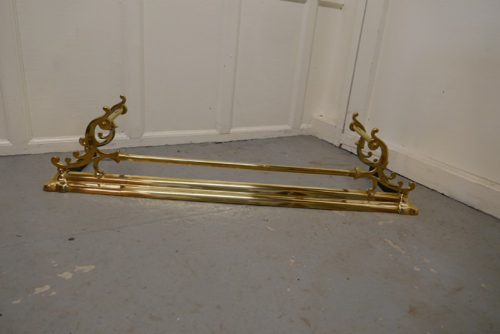 large victorian art nouveau brass fender