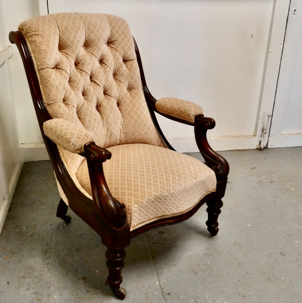 a fine quality william iv mahogany button back chair