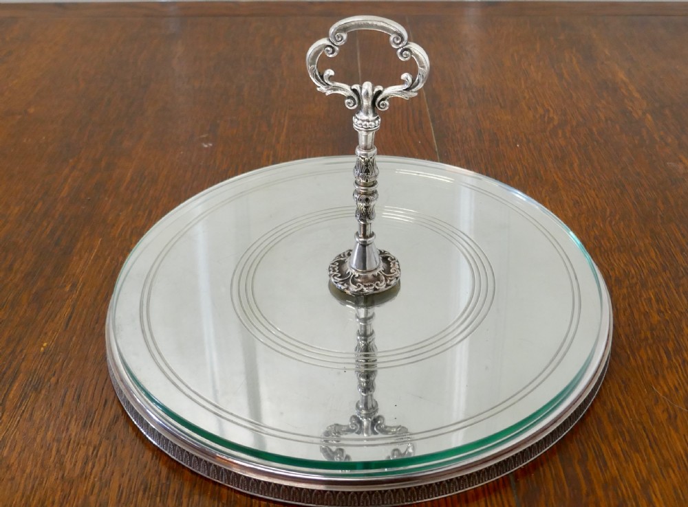 french silver plated and glass cake stand