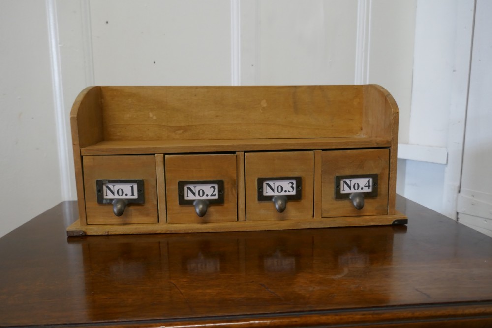 pine 4 drawer card index filing cabinet