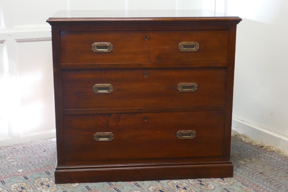 good quality 3 drawer mahogany campaign chest from hms renown