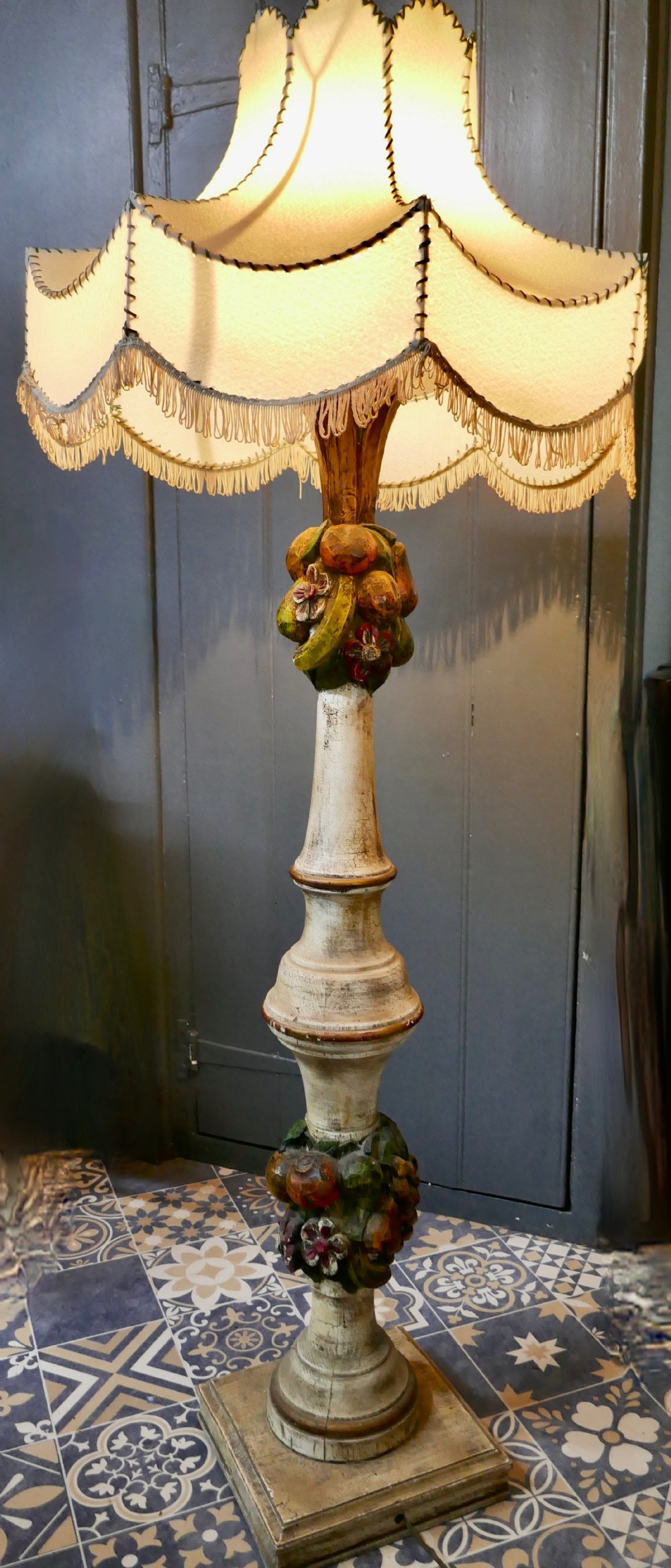 spanish folk art floor standing standard lamp