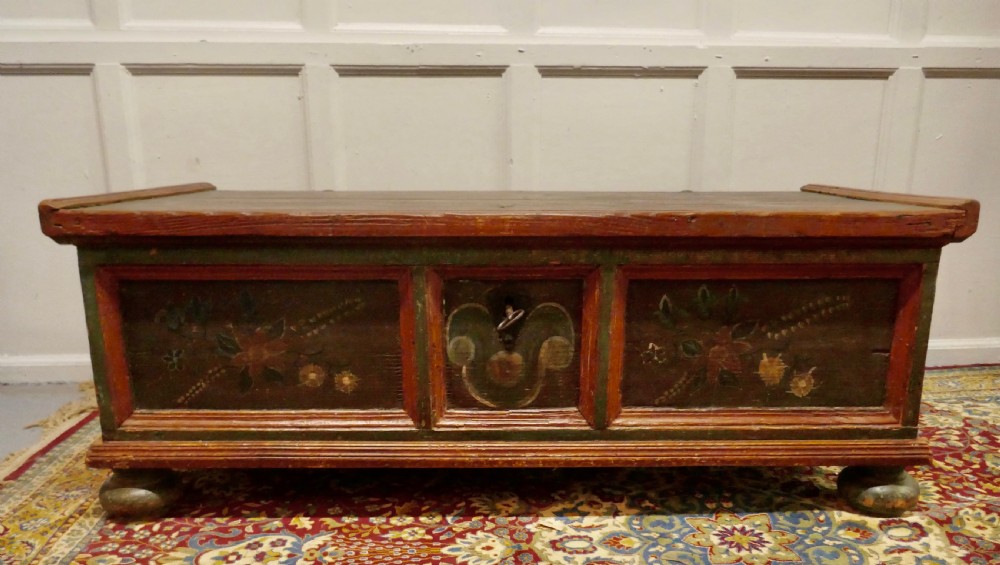 large folk art painted chest