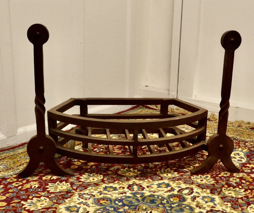 huge 19th century curved inglenook fire grate