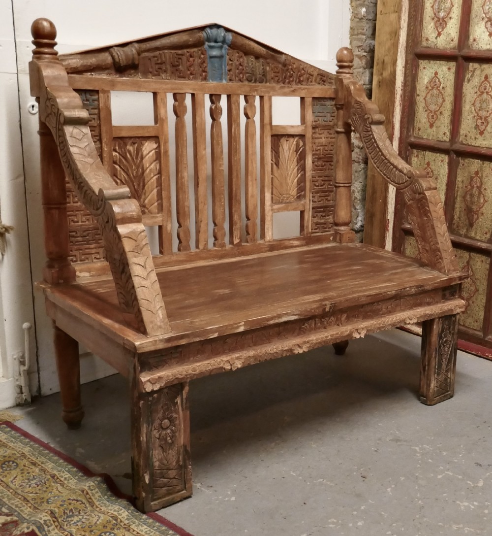 hand made anglo indian folk art bench