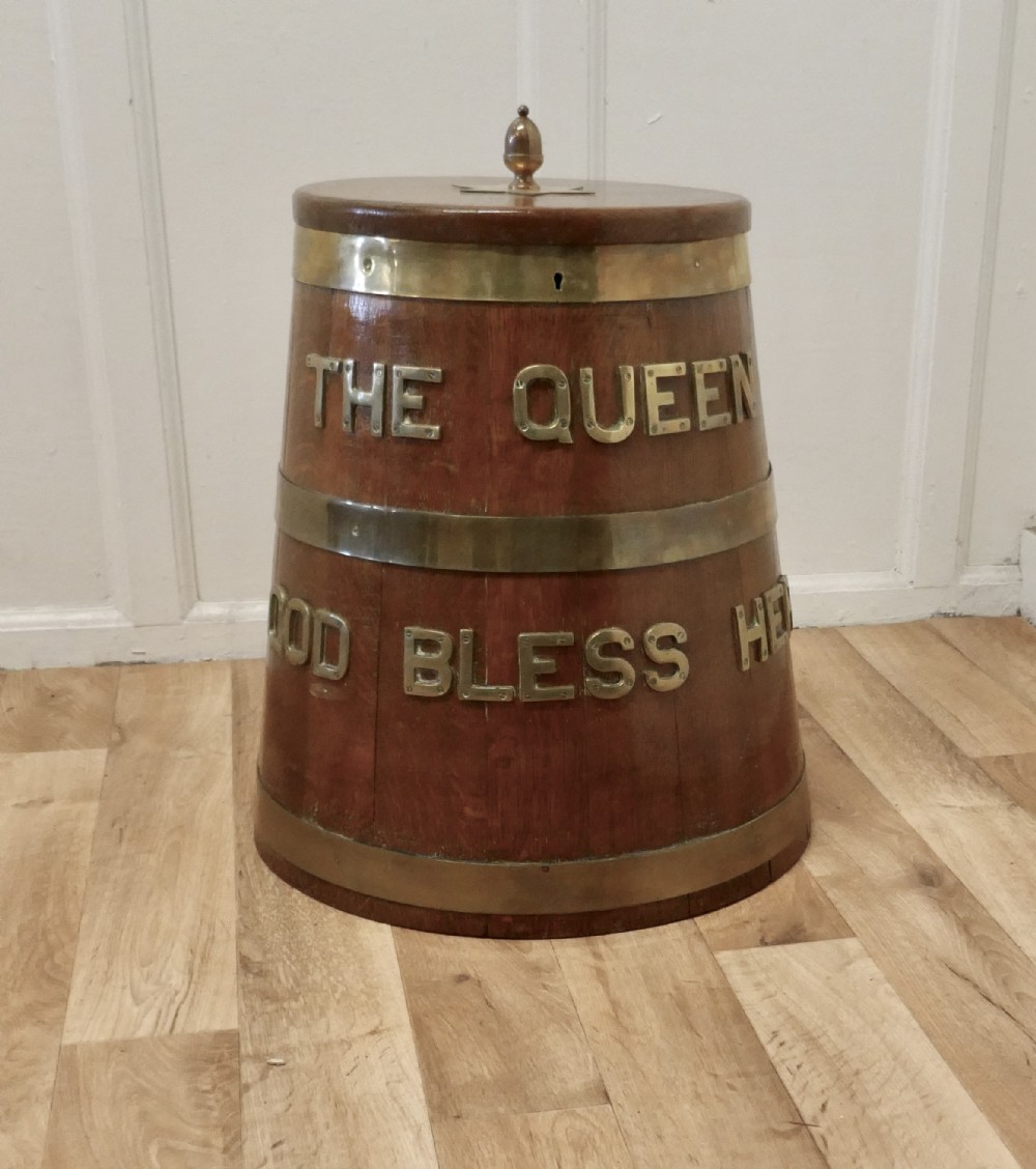 royal navy grog tub oak and brass sailors rum barrel