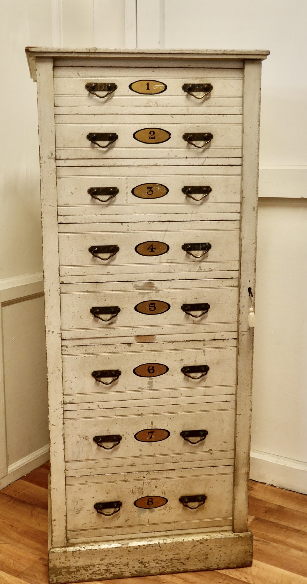 tall edwardian painted wellington chest filing cabinet