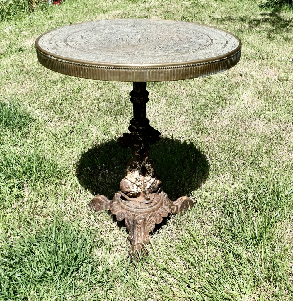 brass top garden iron table