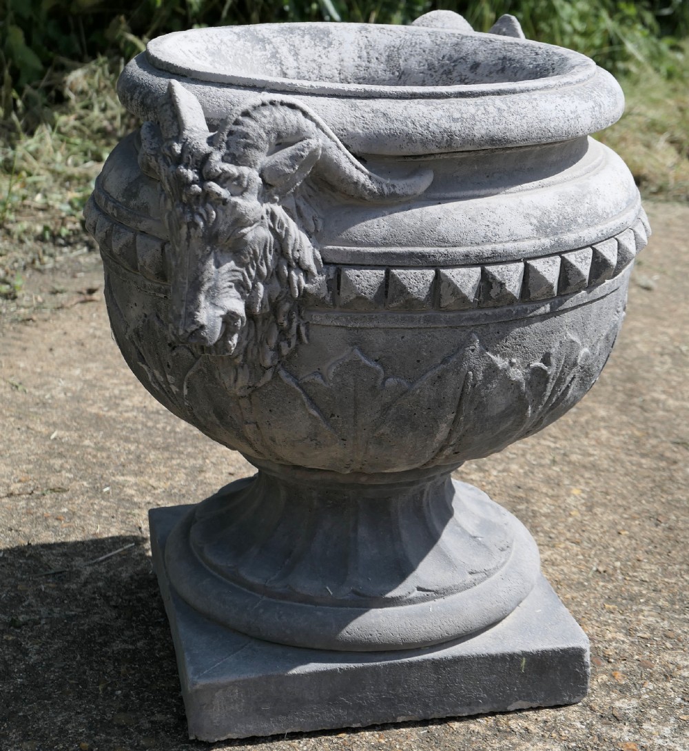 heavy garden urn rams head planter