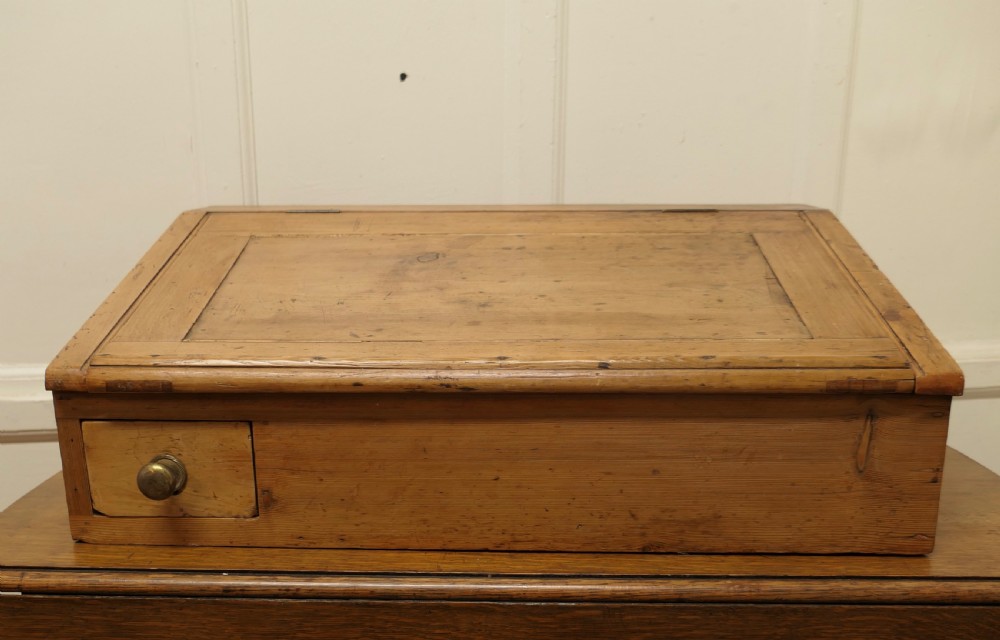 antique pine sloping clerks writing desk greeting station