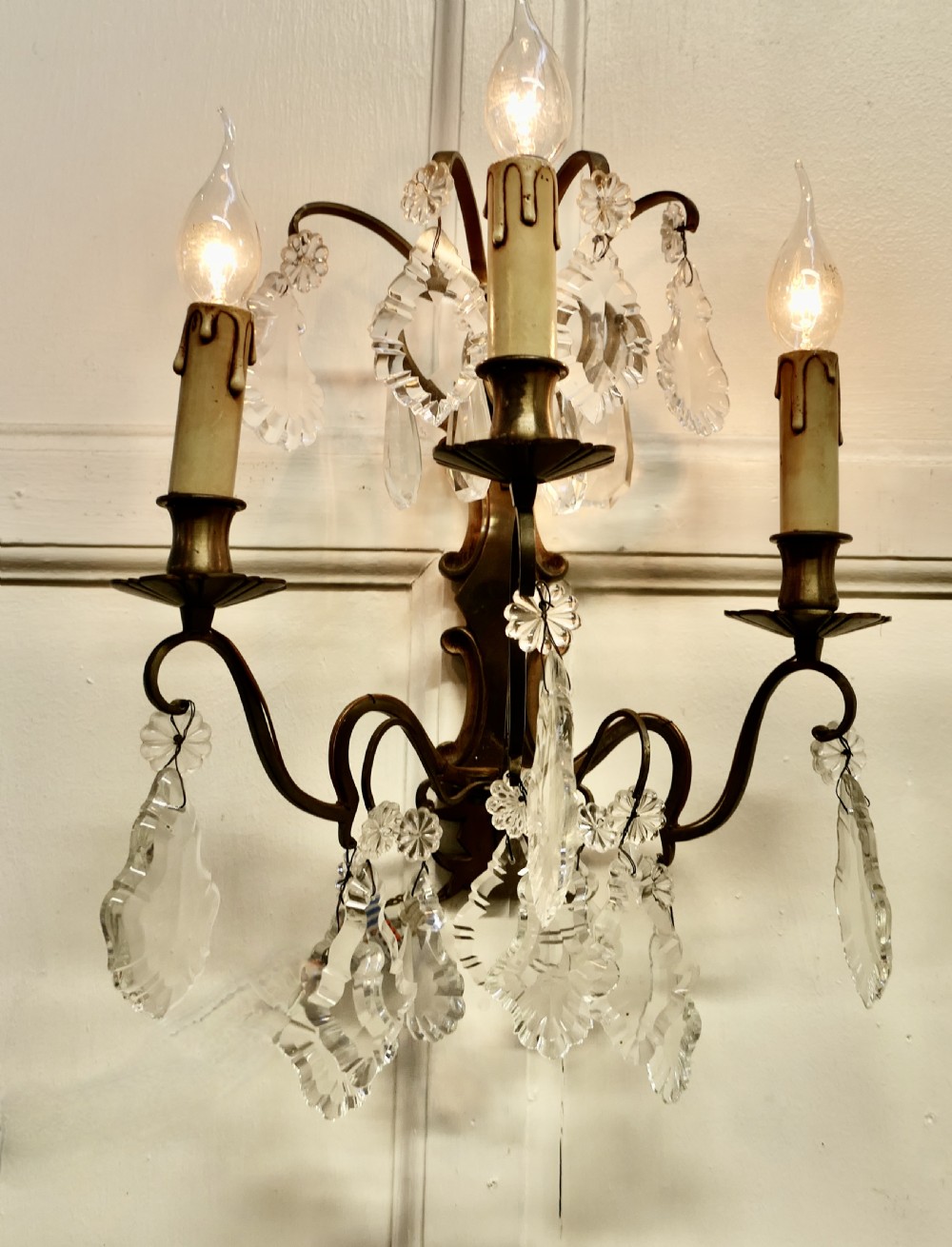 a pair of triple wall chandeliers two triple sconce wall lights