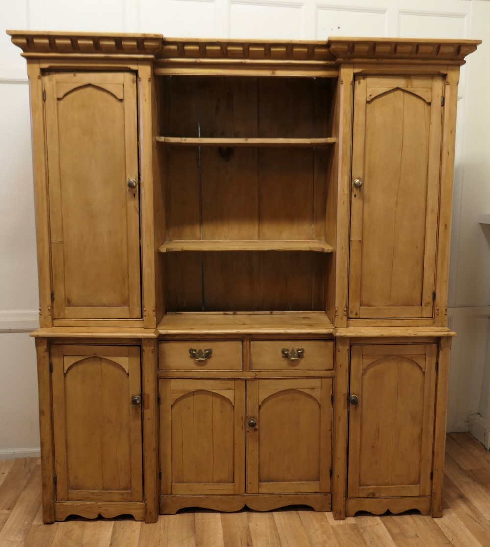 large 19th century arts and crafts pine farmhouse kitchen dresser