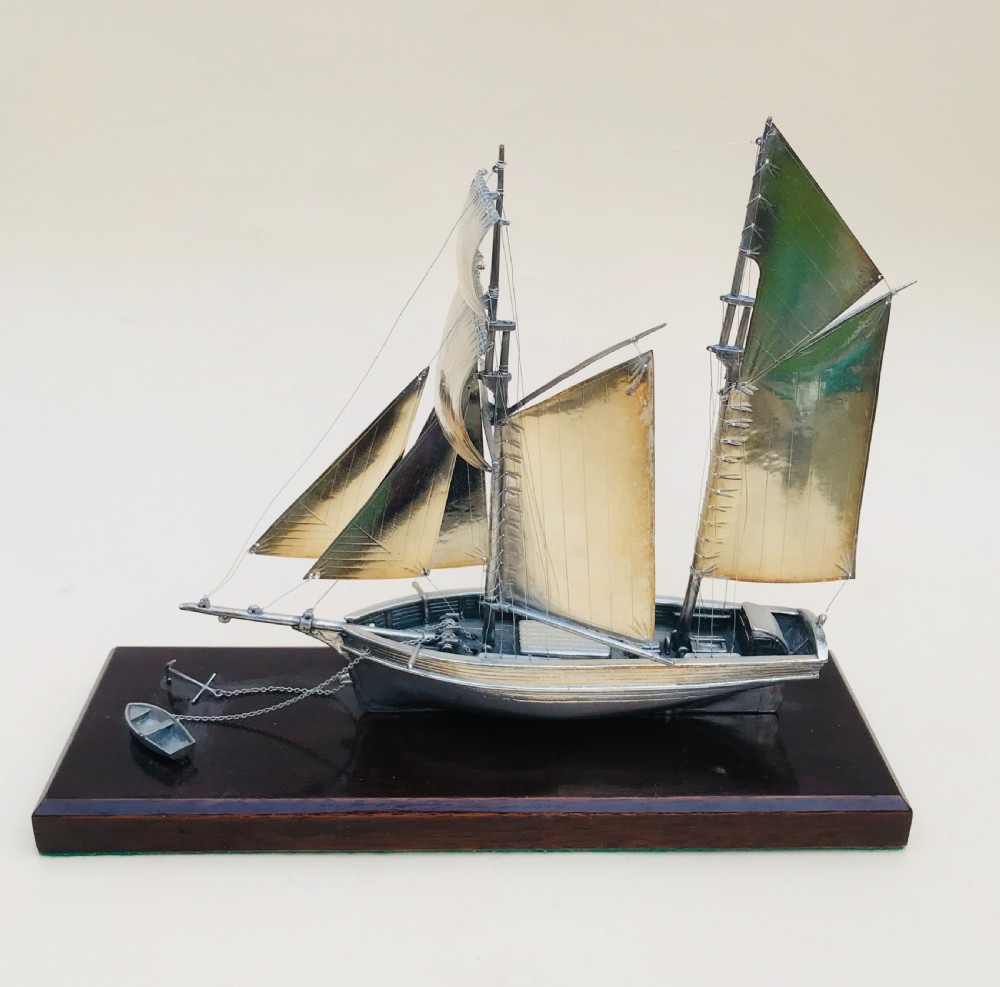silver twin masted yacht desk ornament