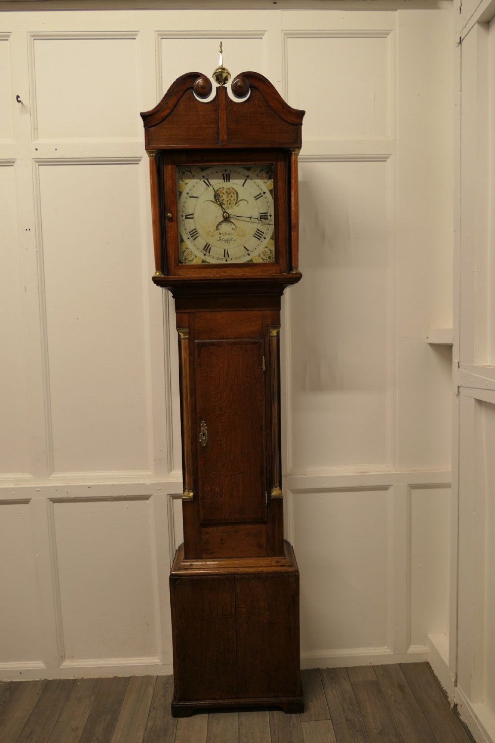 19th century welsh country oak long case clock by wm jones of llanfyllin