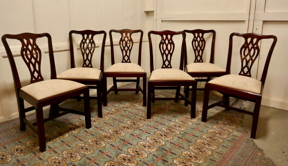 a set of 6 good quality chippendale style dining chairs