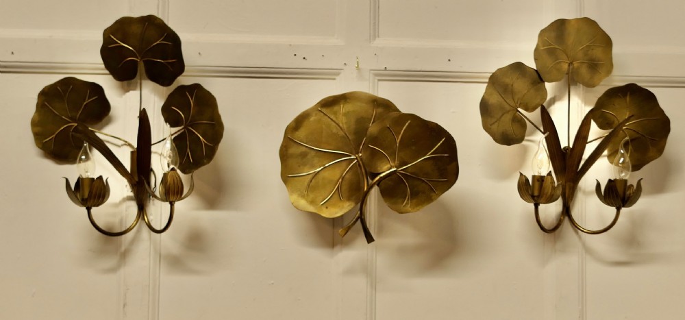 a set of 3 of french gilded brass wall lights