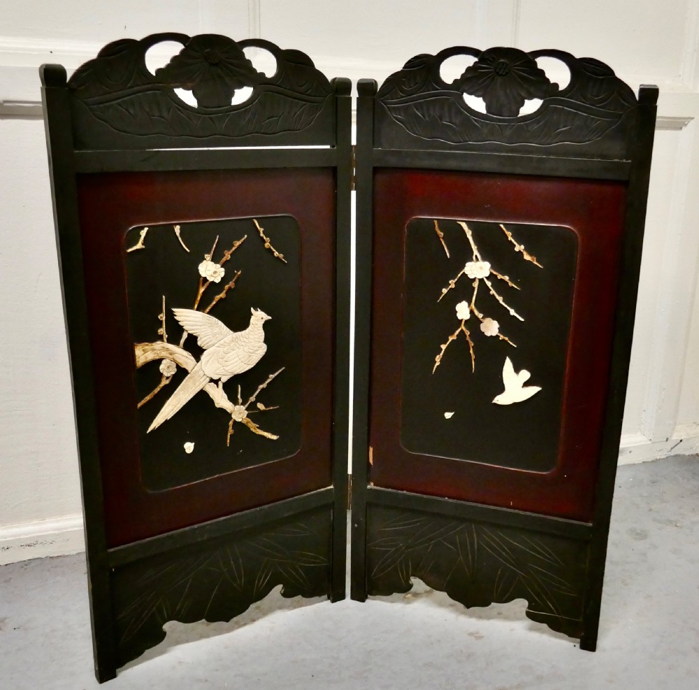 victorian chinoiserie decorated fire screen